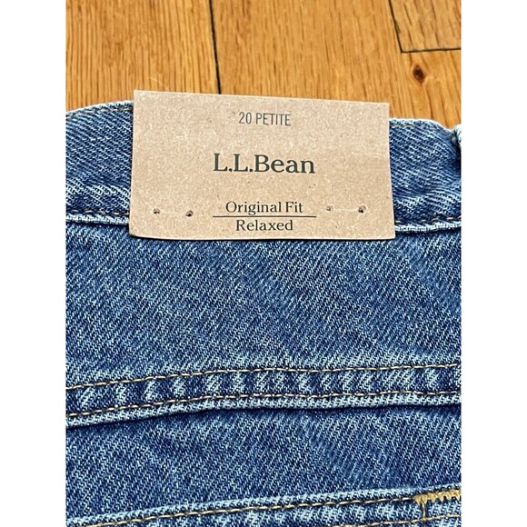 LL Bean Womens Jeans Fleece Lined Size 20 Petite Original Fit Relaxed Blue NEW - Picture 14 of 16
